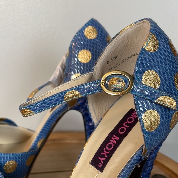 Mojo Moxy Sexy Platform Ankle Strap Polka Dot Bow Heels - Picture 5 of 8